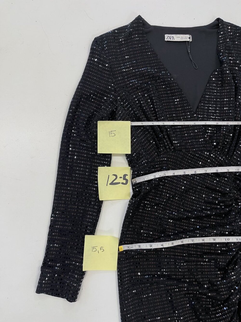 Zara size M stretch sparkly black mini dress - Picture 7 of 7